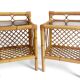 Tables de nuit en bambou et rotin du milieu du siècle, Espagne, fabriquées à la main, années 1970