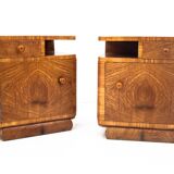 Pair of art deco bedside tables, Poland, 1950s