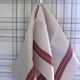 Torchon ancien chevrons bandes rouge vert