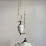 Art Deco Opaline Glass Pendant Light Mint Green Up and Down