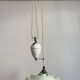Art Deco Opaline Glass Pendant Light Mint Green Up and Down
