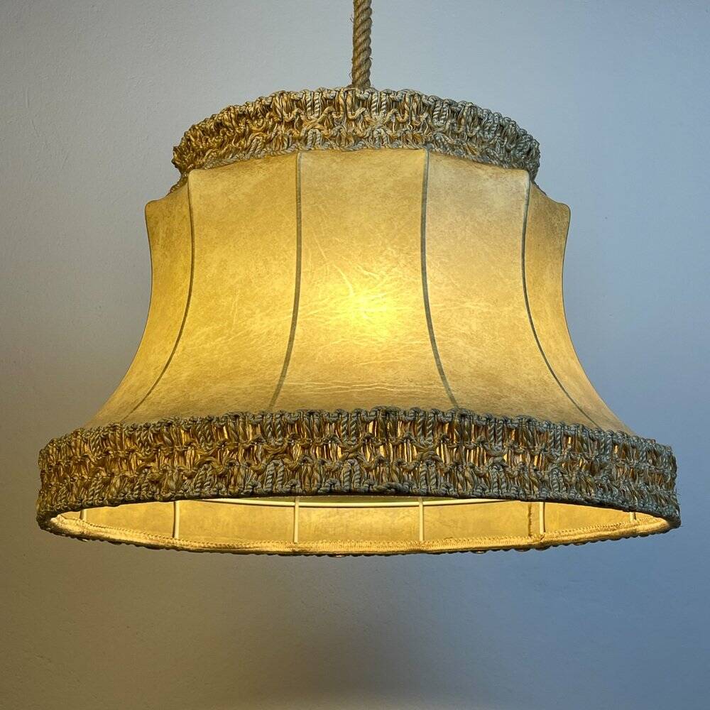 Vintage leather pendant lamp, 1950s.