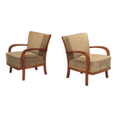 Pair of Krasna Jizba Art Deco solid wood armchairs