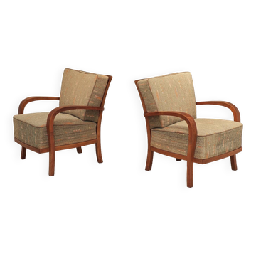 Pair of Krasna Jizba Art Deco solid wood armchairs
