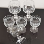 Set of 6 wine glasses on feet decoration grapes and vine shoot