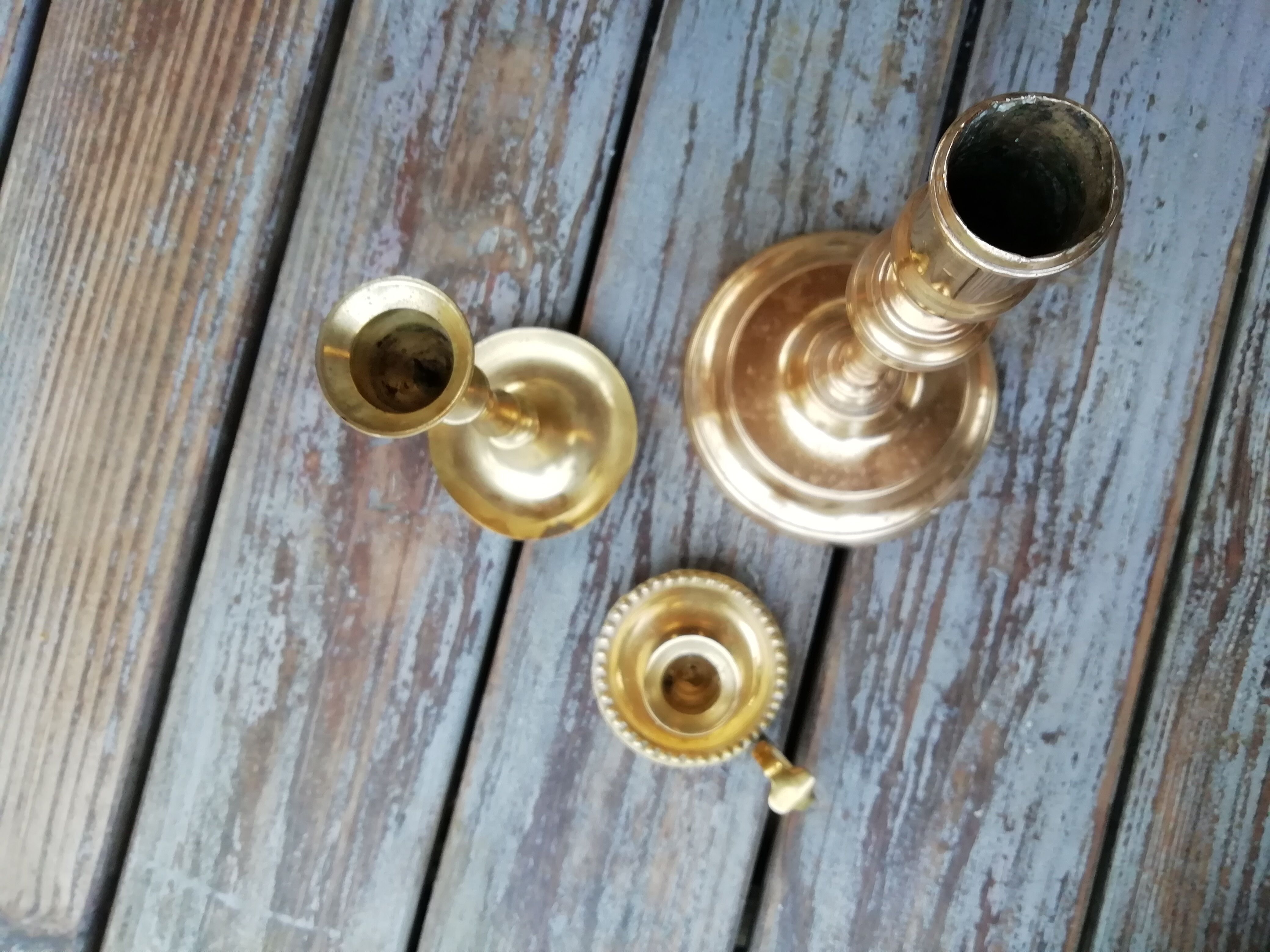 Lot of 3 brass candlesticks