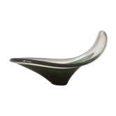 Mid Century Modern Swedish Flygsfors Green Freeform Art Glass Bowl - Paul Kedlev