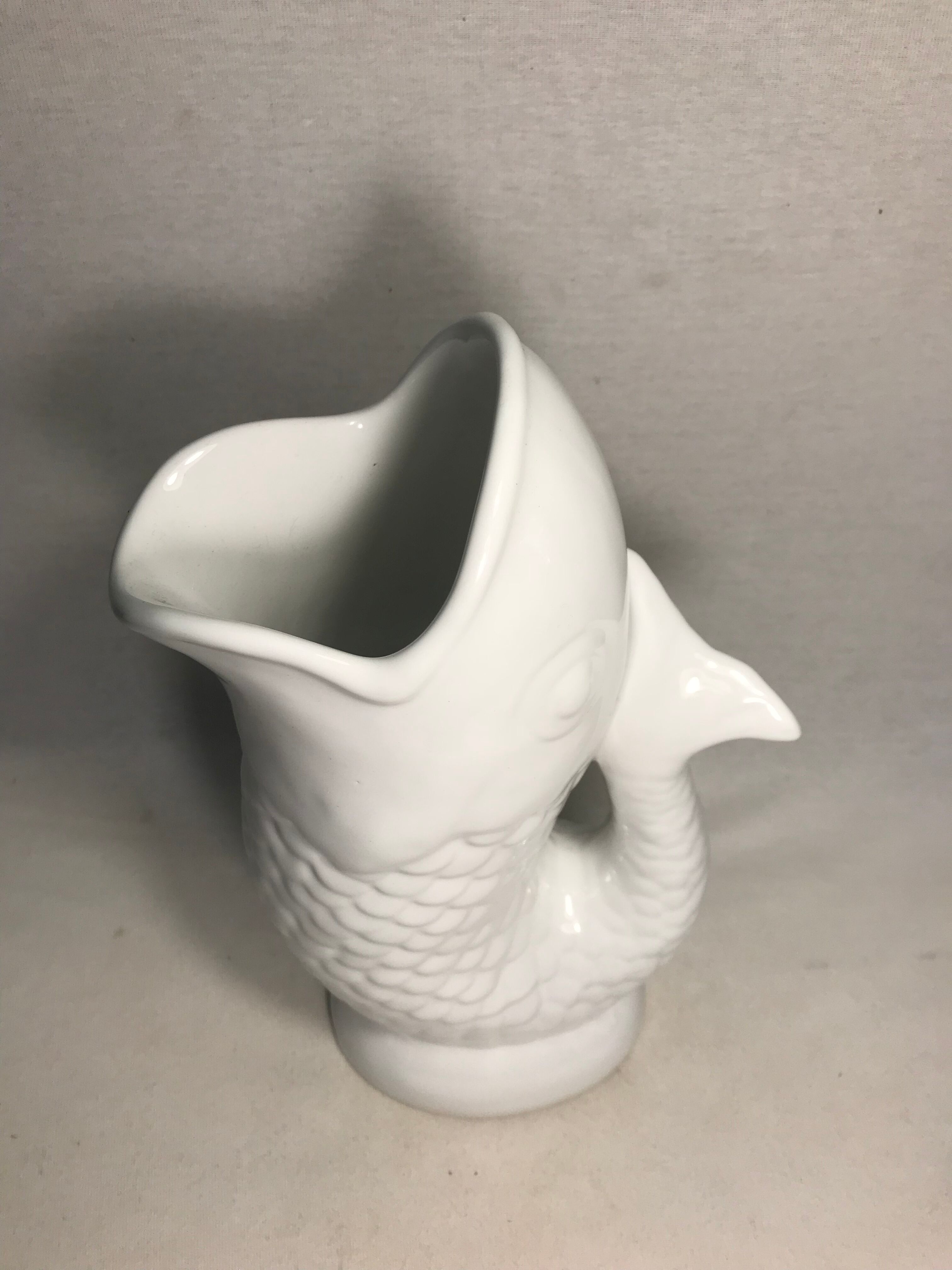 Former pitcher ceramic white shape fish decanter