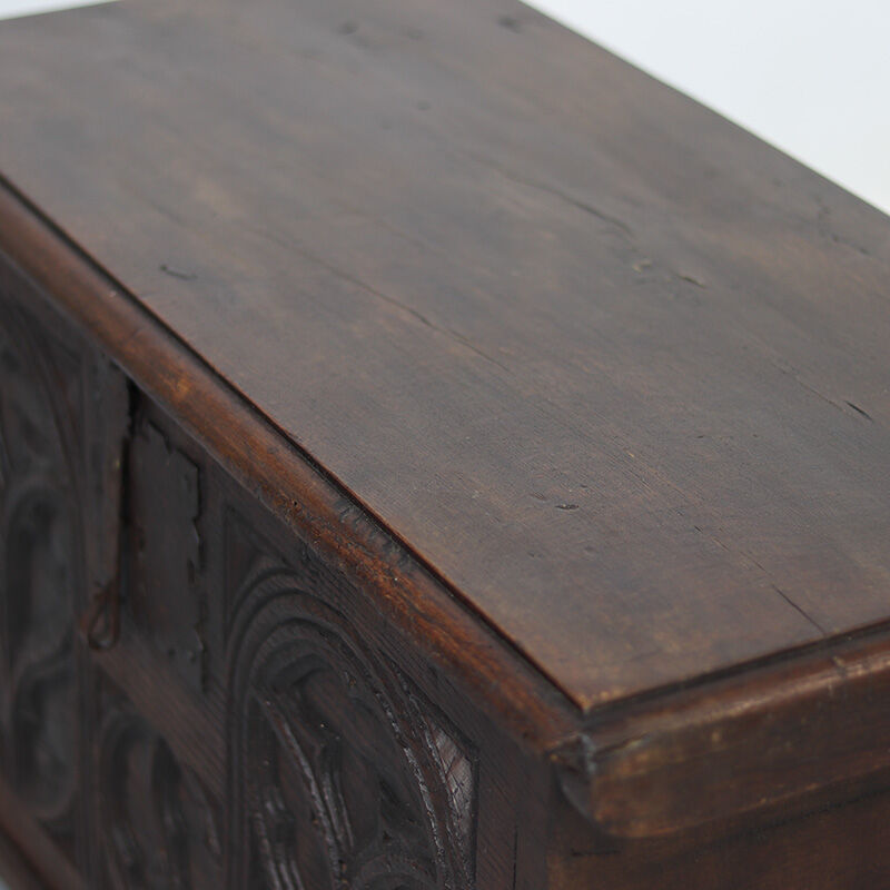Spanish Gothic chest in old oak