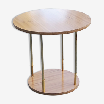 Pedestal table of the 50s/60s neo-classical formica style and gilded metal