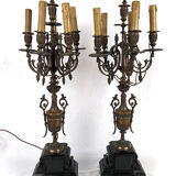 Pair of marble and bronze candelabra, nineteenth