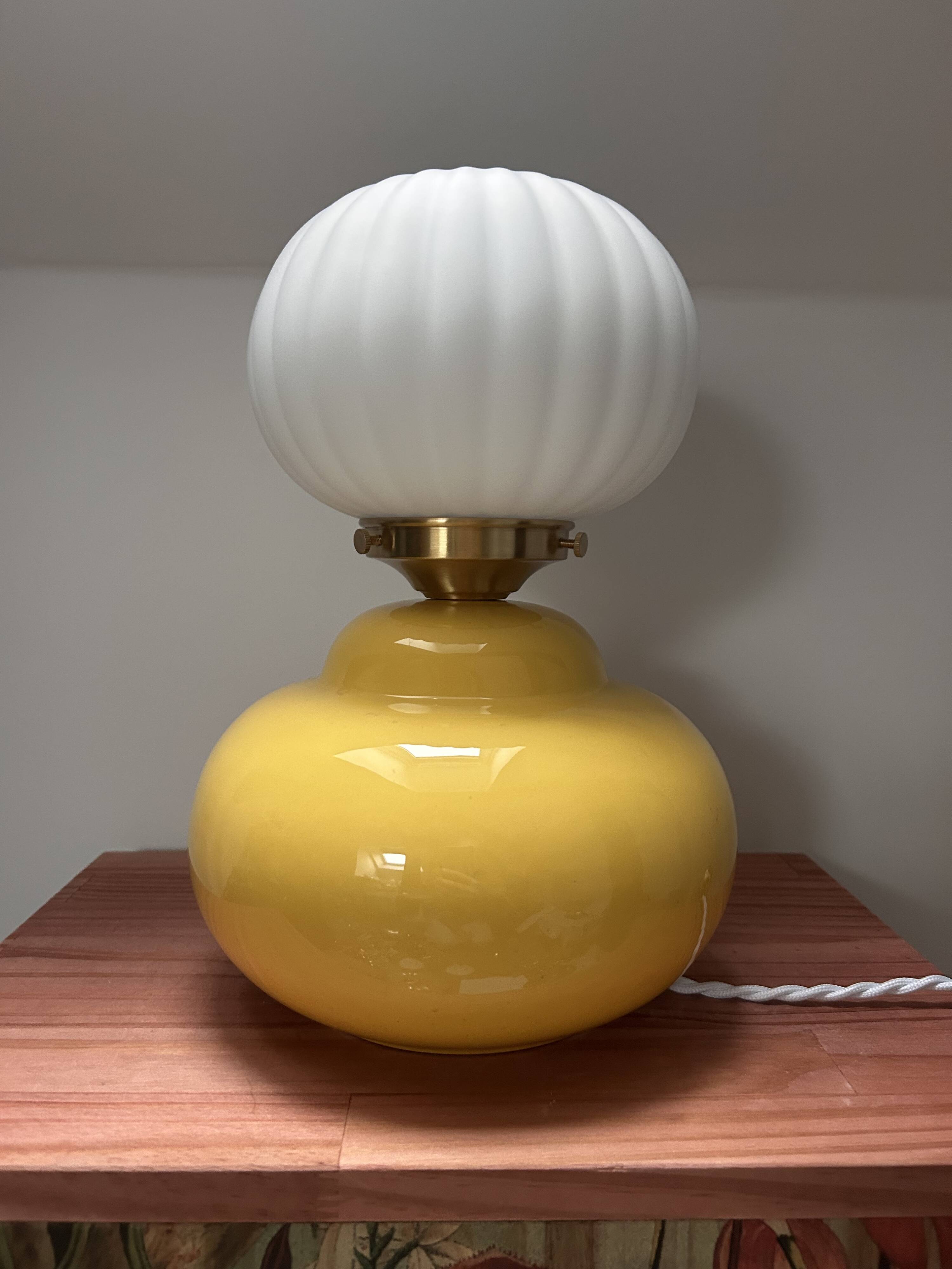 Vintage pleated globe bedside lamp