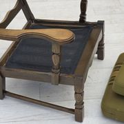 1970s, pair of Danish armchairs, original green furniture wool, oak wood.