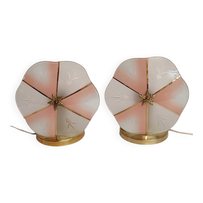 Paire des lampes de table en cristal, Espagne, années 1970
