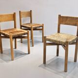 Series of 3 Méribel chairs by Charlotte Perriand