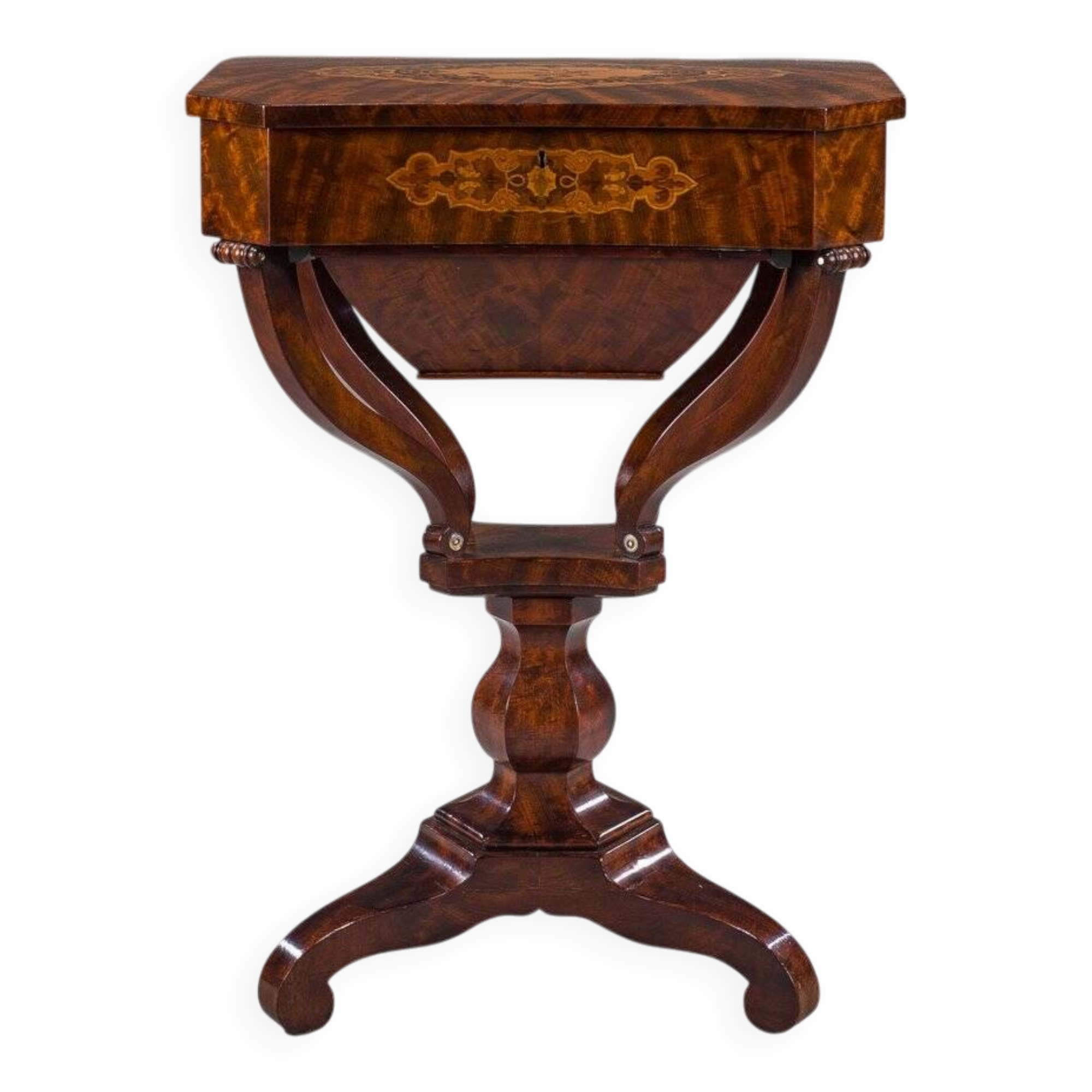 Table de couture Biedermeier en acajou, 1850