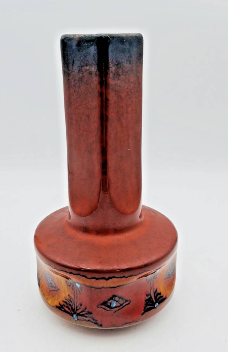 Red Italian ceramic vase by Meloni S. Marino