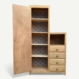 Armoire parisienne asymétrique bois brut 1950