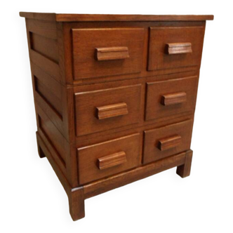 Vintage oak filing cabinet with drawers