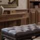 Neoclassical design stool Sibelius - Wenge and beech capitonné