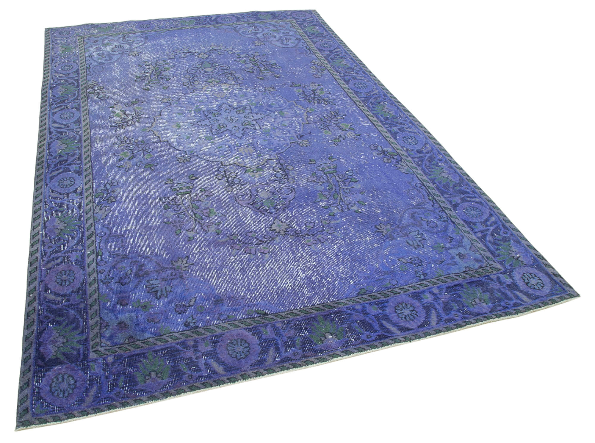 Hand-knotted bohemian turkish 1970s 180 cm x 274 cm purple rug