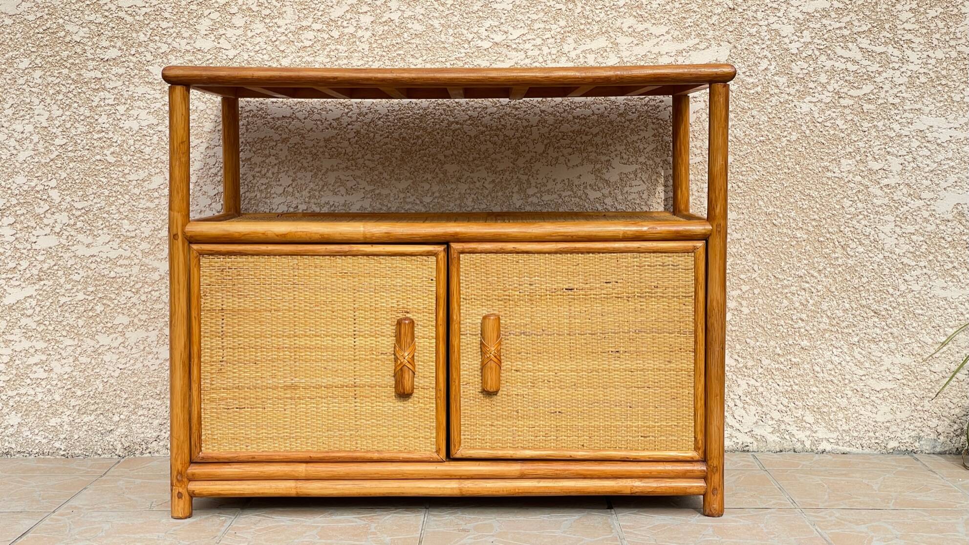 Vintage 80s Bamboo Sideboard