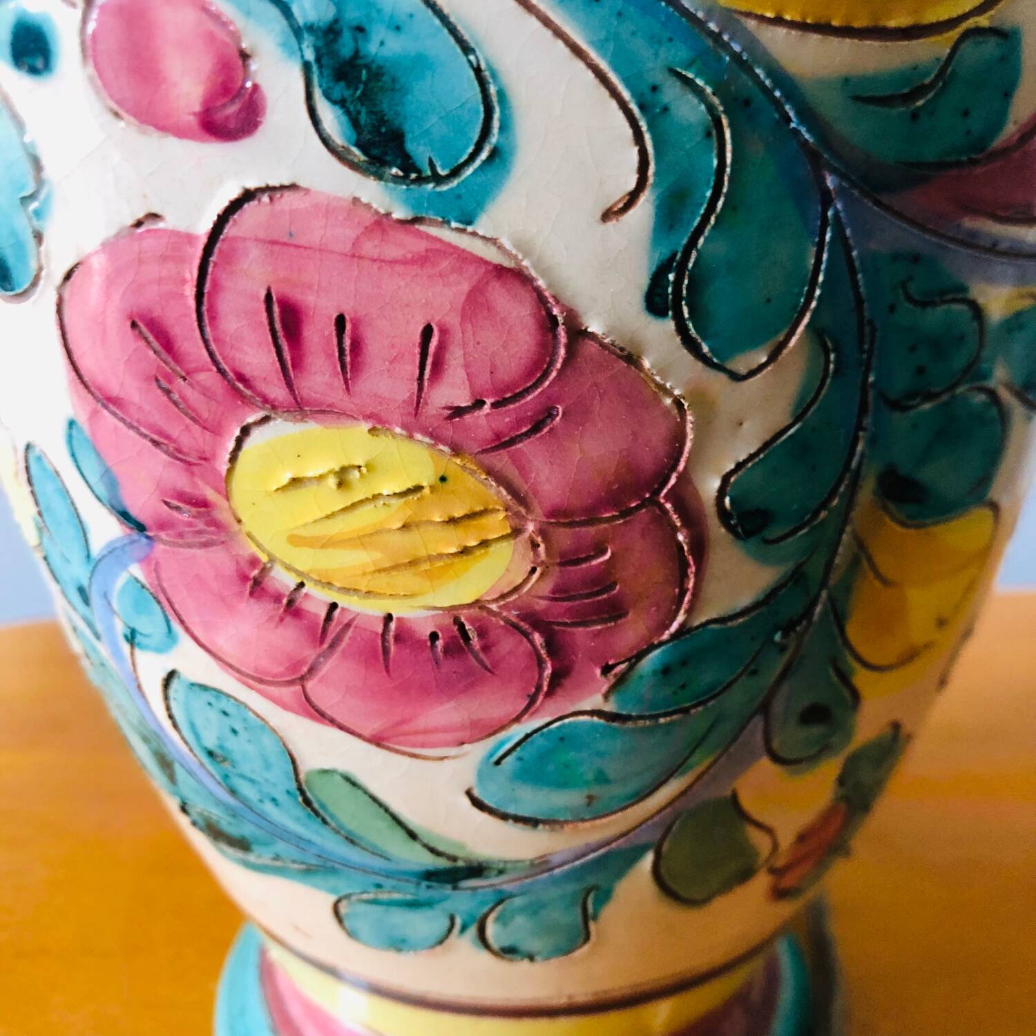 Majolica Italy ceramic lamp base