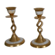 Pair of candlesticks in brass and mother-of-Pearl