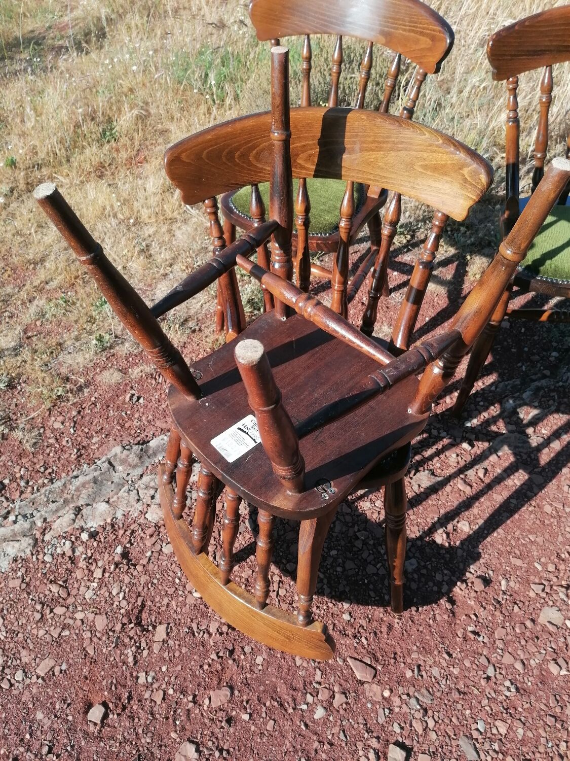 Set of 4 vintage reupholstered English country seat ltd bistro chairs
