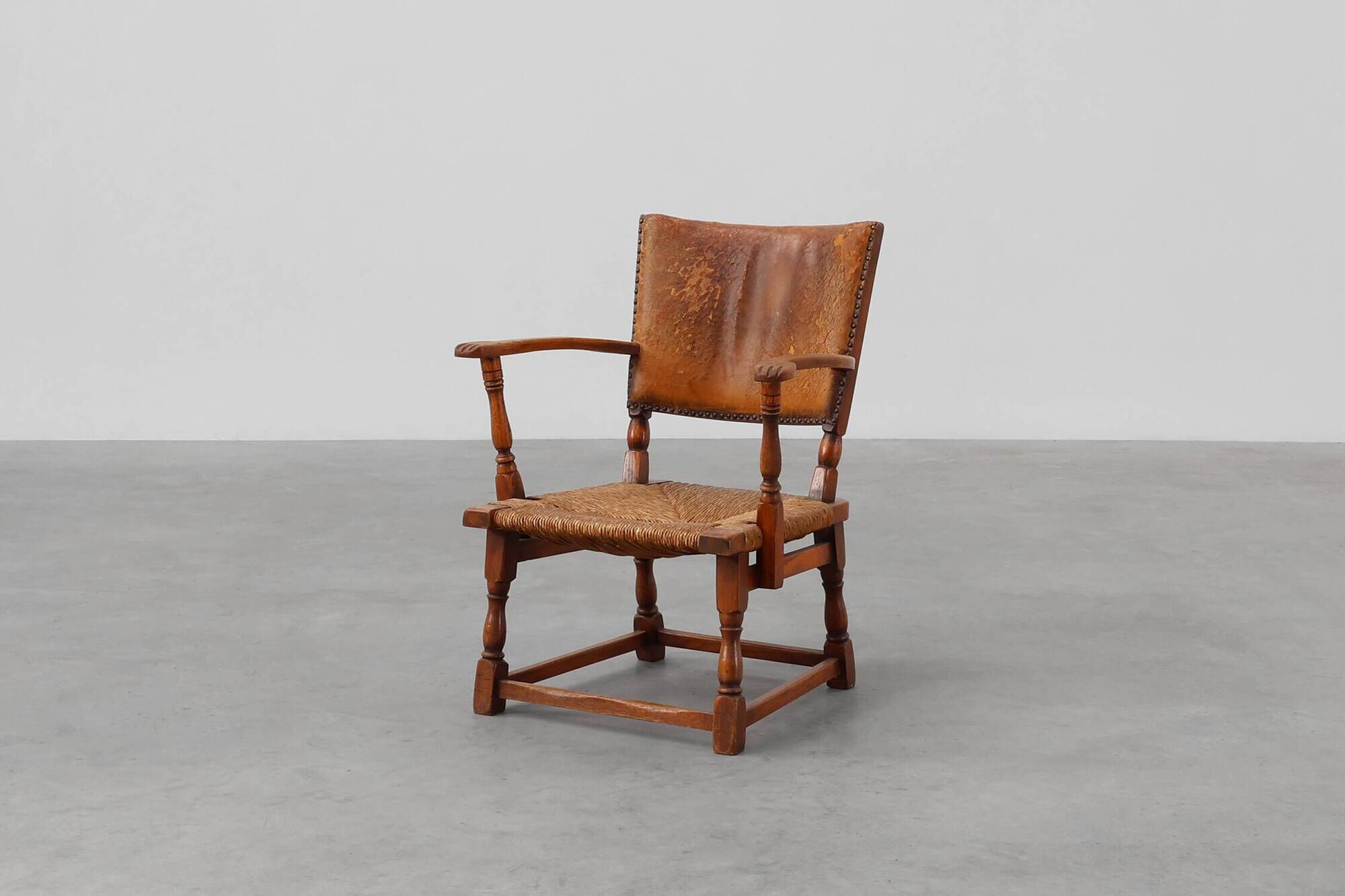Leather and oak Armchair by Theo Ruth for Artifort, The Netherlands 1940s