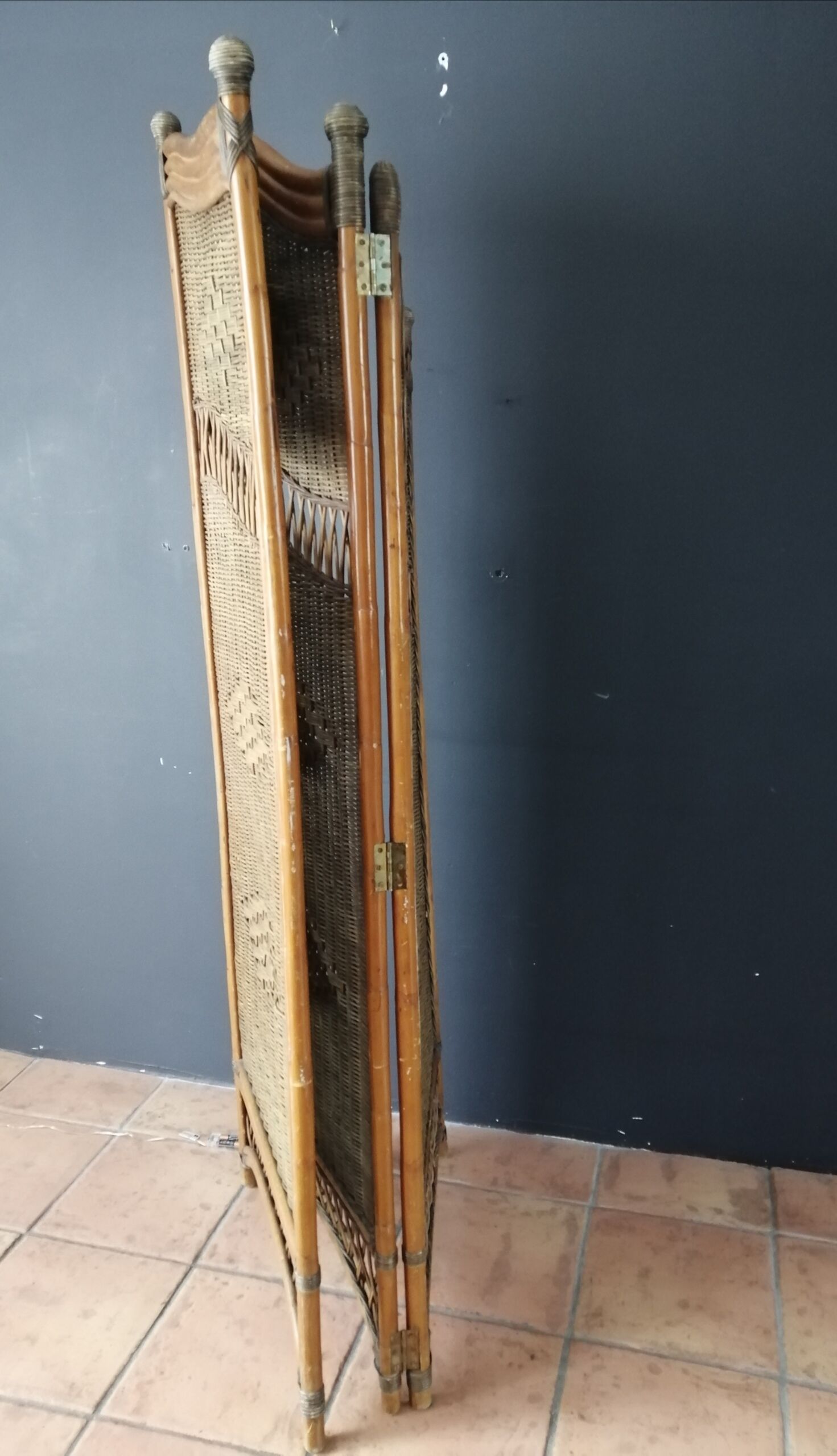 3-panel rattan screen 60s