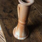 Candle holder with handle, vintage marbled stoneware