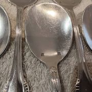 10 silver-plated metal ice scoops, silversmith Saglier Frères, gadroons