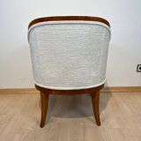 Biedermeier Bergege Chair in Walnut & Creme Velvet, Austria, 1840s