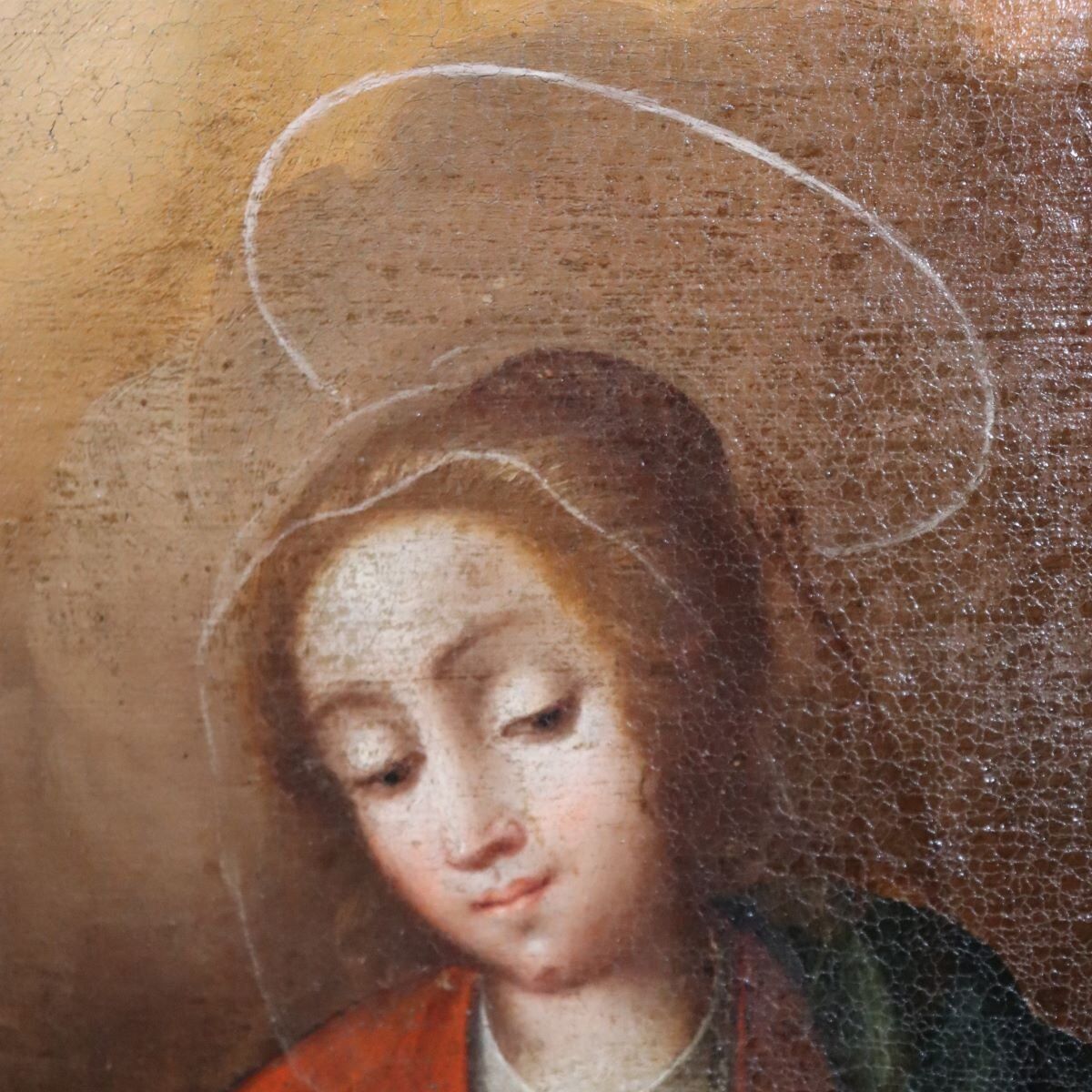 The Annunciation, Italy, 17th Century, Antique Oil Painting On Canvas