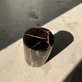 Side table in black petrified wood with light streaks h: 27,5cm d:18,5cm