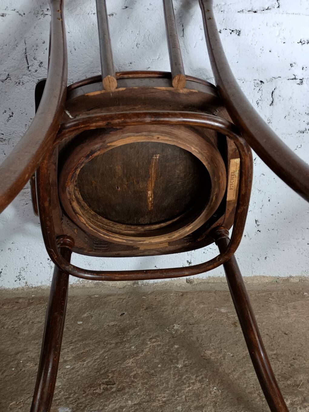 Curved wooden armchair Fischel bistro style late 19th century