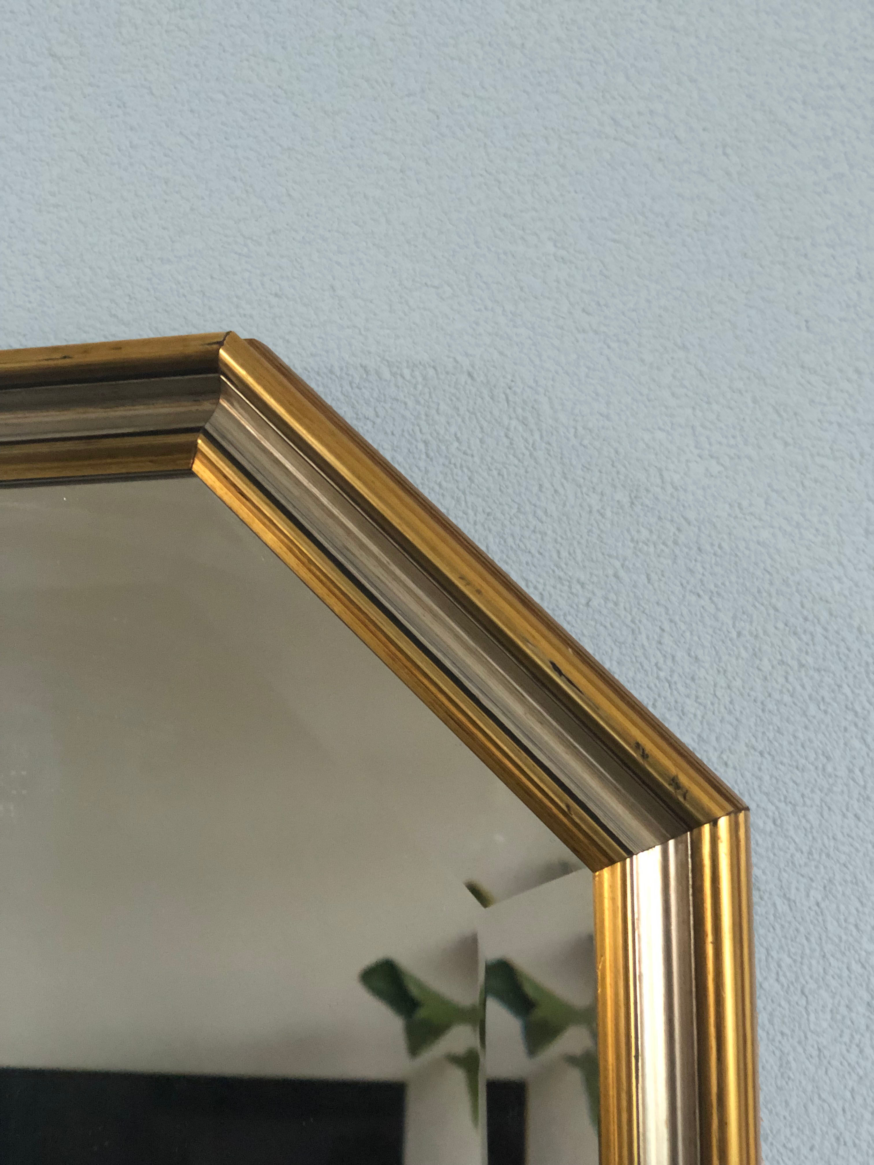 Vintage facet-cut mirror in gold and silver 1970s