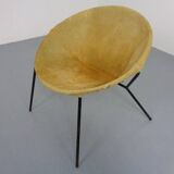 Danish Suede Folding Balloon Chair by Hans Olsen for Lea, 1960s