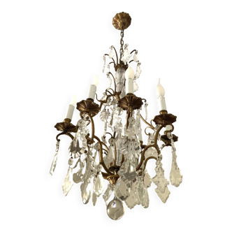 Bronze and crystal chandelier