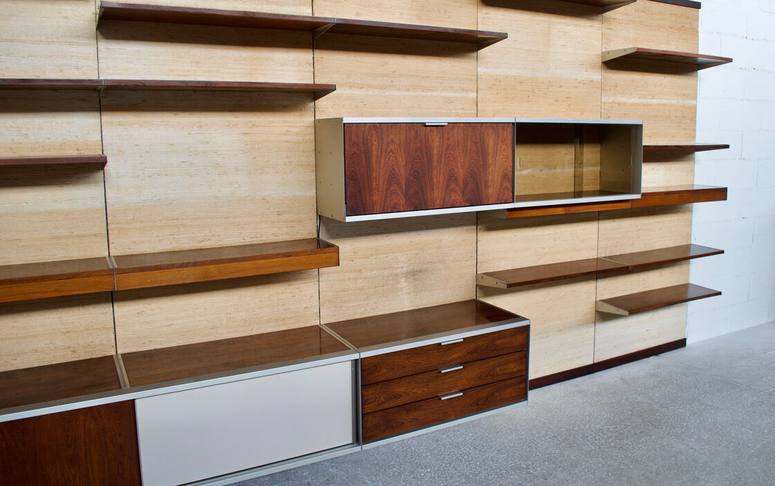 Système mural modulable à panneaux palissandre Georges Frydman années 70 efa éditeur