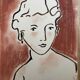 Painting signed Chinese ink and pastel female portrait “study”