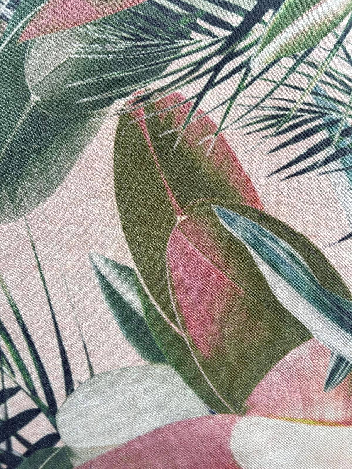 Calligaris bench in tropical patterned fabric