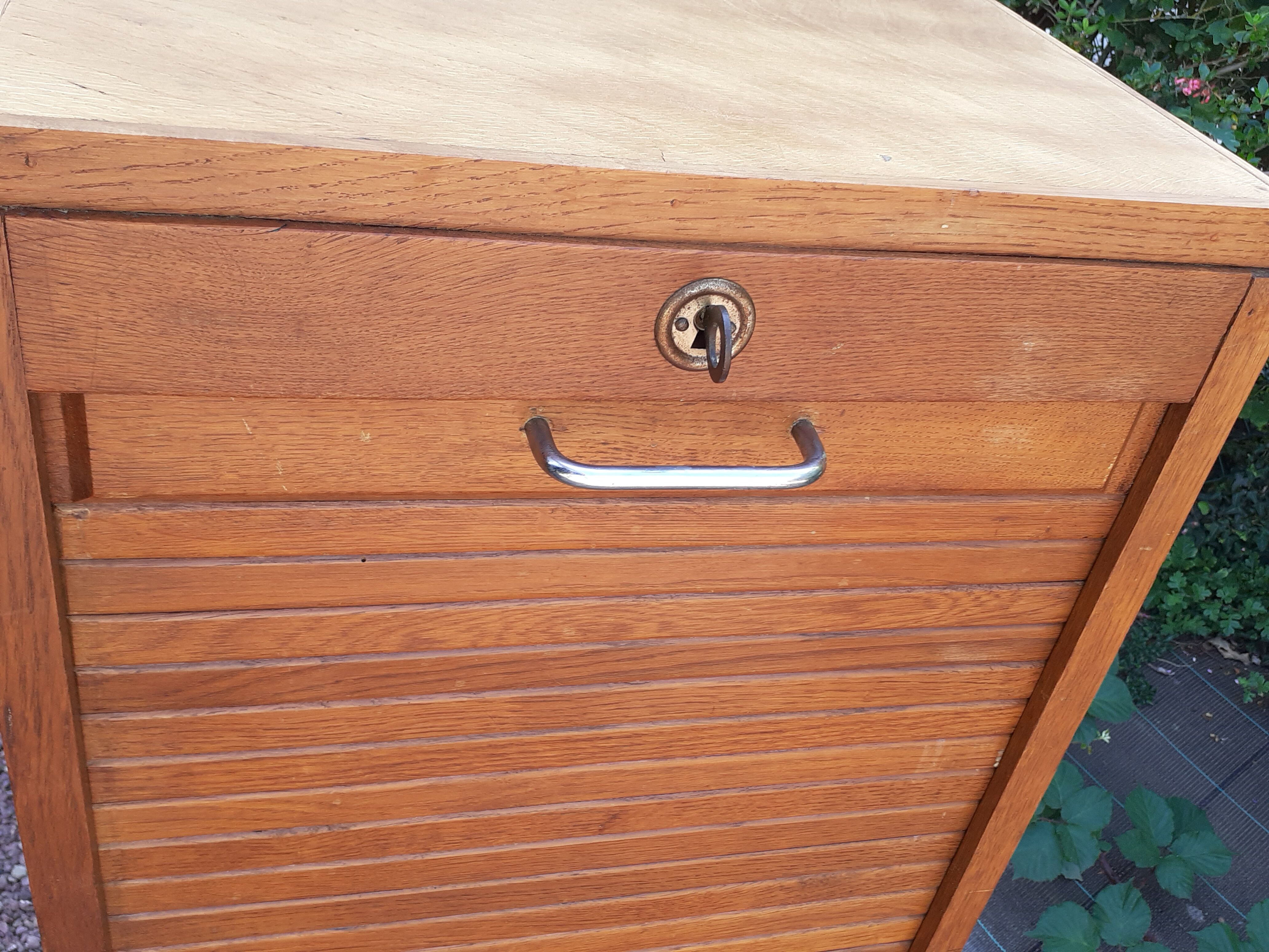 Storage cabinet locker with old wooden curtain