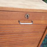 Storage cabinet locker with old wooden curtain