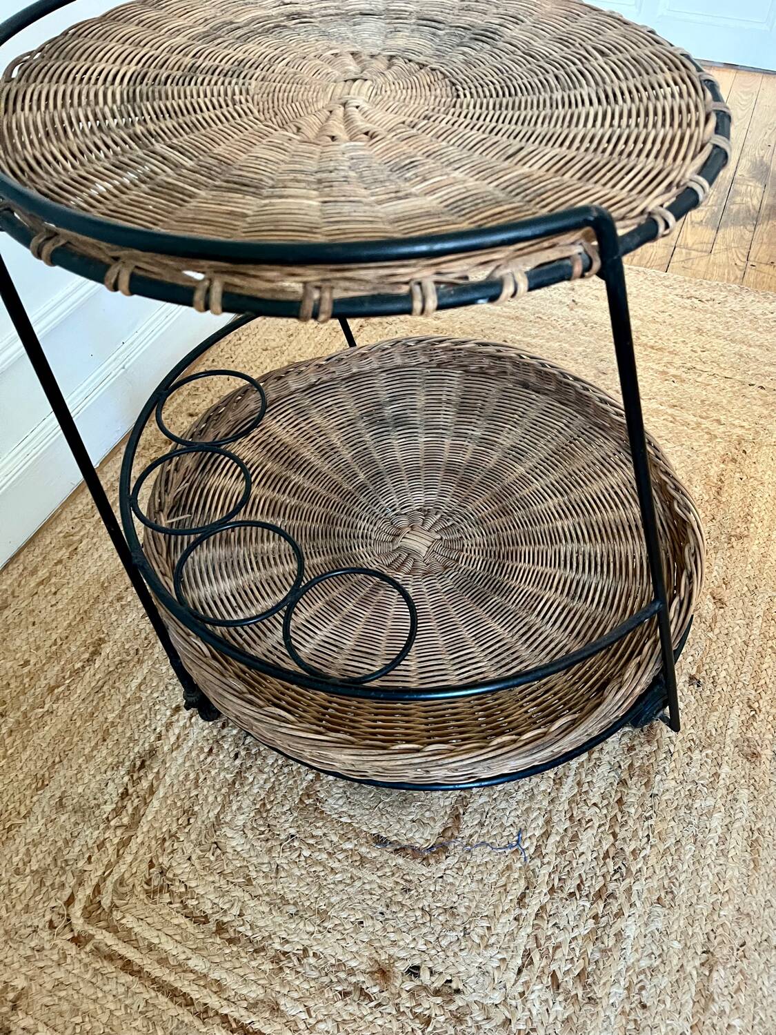 Metal and rattan dessert table Raoul Guys for Airborne 1950