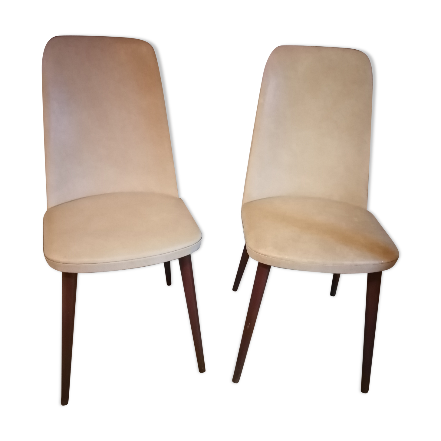 Lot of 2 chairs Scandinavian style 1960 50 Skai marble cream