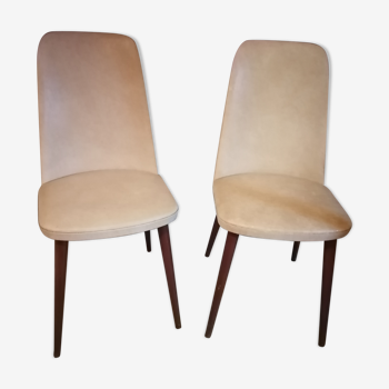 Lot of 2 chairs Scandinavian style 1960 50 Skai marble cream