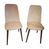 Lot of 2 chairs Scandinavian style 1960 50 Skai marble cream