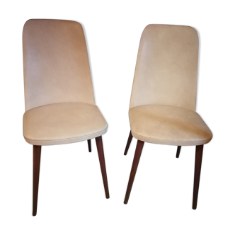 Lot of 2 chairs Scandinavian style 1960 50 Skai marble cream